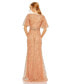 Фото #2 товара Women's Embellished Neck Butterfly Sleeve Trumpet Gown