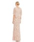 Фото #2 товара Women's Embellished Cap Sleeve Faux Wrap Trumpet Gown