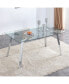 Фото #2 товара Modern Glass Dining Table, Silver Legs, 63"X35.4"X30"