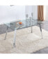 Modern Glass Dining Table, Silver Legs, 63"X35.4"X30"