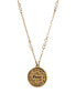 ფოტო #1 პროდუქტის Gold-Tone and Imitation Pearl Multi Language Round Peace Medallion Necklace
