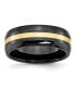 ფოტო #1 პროდუქტის Ceramic Black with 14k Gold Inlay Polished Wedding Band Ring