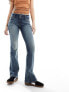 Фото #3 товара Bershka low waist straight leg jeans in dirty wash blue