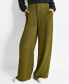 Women's Glazed High Rise Seamed-Cuff Wide-Leg Pants