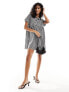 The Frolic bow detail gingham smock dress in black and white