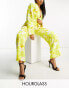 Фото #1 товара ASOS DESIGN Hourglass oversized floral relaxed suit trousers with linen in yellow