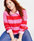 Фото #2 товара Plus Size Crewneck Striped Shaker Sweater, Created for Macy's