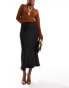 Vila satin maxi skirt in black