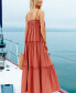 Women's Rust Square Neck Sleeveless Maxi Beach Dress