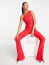 Фото #4 товара Vesper one shoulder ruched crop top co-ord in red