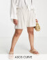 ASOS DESIGN Curve dad short with linen in oatmeal