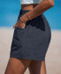 Women's Navy Elastic Waist Loose Leg Shorts