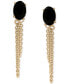 ფოტო #4 პროდუქტის 2-Pc. Set Onyx Stud & Chain Drop Earrings in 14k Gold-Plated Sterling Silver