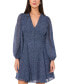 ფოტო #1 პროდუქტის Women's Printed Long-Sleeve V-Neck Mini Dress