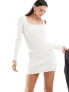 Hollister square neck knitted dress in white