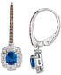ფოტო #2 პროდუქტის Blueberry Sapphire (3/4 ct. t.w.) & Diamond (1/3 ct. t.w.) Halo Leverback Drop Earrings in 14k White Gold
