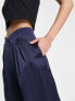 Фото #4 товара First Distraction the label Tall high waisted satin wide leg trousers in navy
