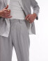 Фото #2 товара Topman wide leg linen blend suit trouser in grey