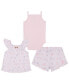 ფოტო #2 პროდუქტის Baby Girls Ribbed Bodysuit, Slub Jersey Floral Print Tank and Shorts, 3 Piece Set