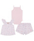 Baby Girls Ribbed Bodysuit, Slub Jersey Floral Print Tank and Shorts, 3 Piece Set