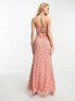 ASOS DESIGN two piece embellished sequin maxi dress in coral