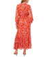Фото #2 товара Women's Floral Smocked Waist Tie Neck Tiered Maxi Dress