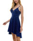 Juniors' Plunge-Neck High-Low Hem Skater Dress