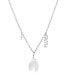 Macy's clear Quartz Pear Shape Bead 16mm Charm Necklace in Fine Silver Plated Brass - фото #1