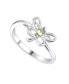 Фото #1 товара Sterling Silver White Gold Plated with Peridot Tourmaline Gemstone Butterfly Ring for Kids/Teens