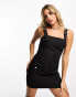 Threadbare utility buckle mini dress in black