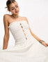 Фото #1 товара COLLUSION shirred bandeau cut out maxi summer dress in white