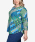 Фото #3 товара Plus Size Mixed Bohemian Geo Patchwork Top with Bell Sleeves