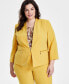 Фото #4 товара Plus Size Collarless Open-Front Long-Sleeve Blazer