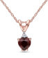 ფოტო #1 პროდუქტის Garnet and Diamond Accent Heart Pendant with Chain