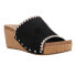 Corkys Stitch N Slide Studded Embroidered Wedge Womens Black Casual Sandals 41-