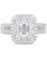 ფოტო #3 პროდუქტის Diamond Emerald-Cut Double Halo Engagement Ring (2 ct. t.w.) in 14k White Gold