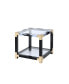 Lafty End Table in White Brushed & Clear Glass