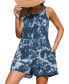 Women's Blue Tie Dye Sleeveless Loose Fit Romper