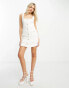 Miss Selfridge bridal boucle pinny dress with pearl details in white