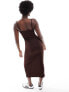 Cotton:On staple ribbed 90s cami slip midi dress in dark brown Коричневый, XL - фото #5