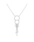 ფოტო #1 პროდუქტის Chandelier Circle Trio Adjustable Silver Diamond Lariat Necklace