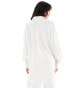 Stradivarius oversized linen look shirt in white