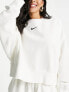 Фото #7 товара Nike mini swoosh oversized crop sweatshirt in sail white