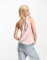 & Other Stories satin one shoulder top with bow detail in pink