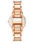 Фото #2 товара Women's Quartz Rose Gold-Tone Alloy Link Bracelet and Floral Pattern Watch, 35mm