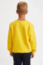 Erkek Çocuk Dinozor Baskılı Fermuar Detaylı Sweatshirt