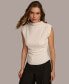 ფოტო #1 პროდუქტის Donna Karan Women's Cap-Sleeve Mock-Neck Top