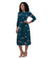 ფოტო #3 პროდუქტის Petite Printed 3/4-Sleeve Belted Midi Dress