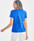 ფოტო #2 პროდუქტის Petite Printed Scoop-Neck Short-Sleeve Top, Created for Macy's