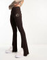 Фото #6 товара Nicce able flared leggings in brown with split hem